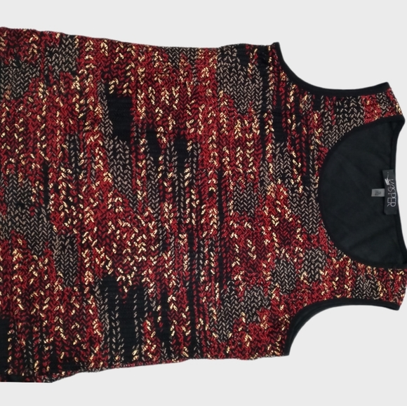 Kasper Women's Sleeveless Top/ Shirt Black/ Red/ Gold Color PS Size - Picture 9 of 10